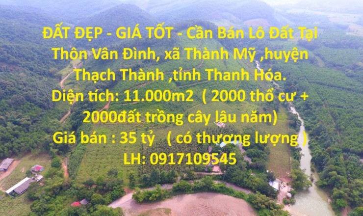 ĐẤT ĐẸP - GIÁ TỐT - Cần Bán Lô Đất Tại xã Thành Mỹ ,huyện Thạch Thành, tỉnh Thanh Hóa